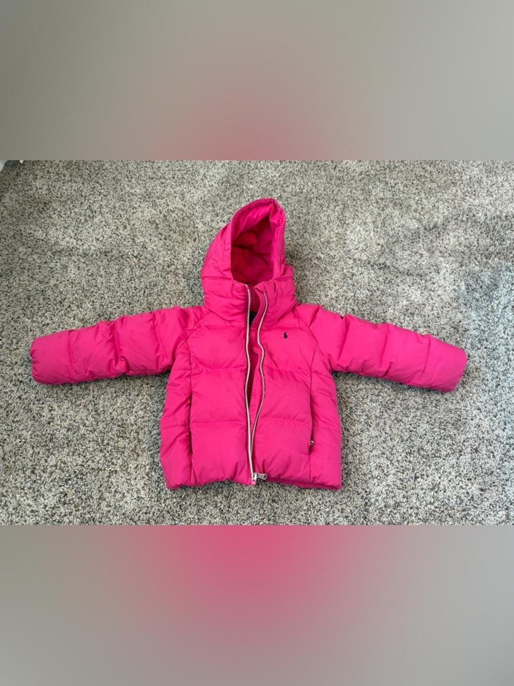 Polo Ralph Lauren Girls Pink Puffer Down Jacket Hooded, Full Zip - Size 4/4T